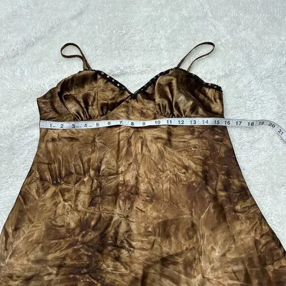 VTG Y2K Xhilaration Babydoll Satin Brown Top Large Fairy Grunge Romantic 90s - Picture 4 of 6